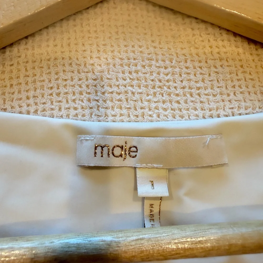 Maje White Designer Label Top with Gold Logo‎